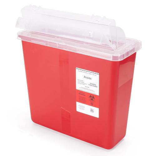 Alcedo Sharps Container for Home and Professional Use 5 Quart (2  Pack), Biohazard Needle and Syringe Disposal, Mailbox Style Lid, Medical Grade