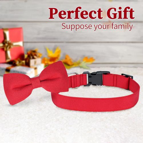 Malier Christmas Collar with Bow Tie - Classic Red Holiday Collars for Girls & Boys, Adjustable for Small to Large Dogs & Cats