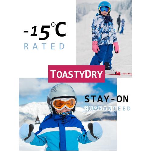 SATINIOR Kids Snow Mittens Waterproof Winter Ski Gloves Warm Thicken Snow Gloves for Girls Boys