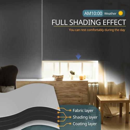 Motorized Blinds No Drill Automatic Cordless Roller Shades for Windows - Electric Smart Blinds with Remote Control (Black, 31 x 72)