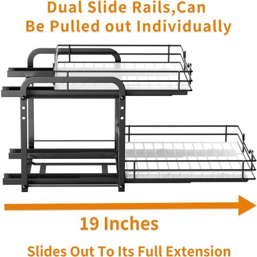 RCHYFEED Spice Rack Organizer for Cabinet, 1 Tier Slide out Spice Organization for Inside Cabinets & Pantry, Heavy Duty Adjustable Metal Spice Racks for Seasoning Organizer (13.5 Wx10.5 Dx9.5 H)