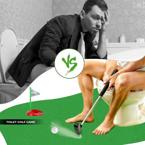 Toilet Golf Game Set - Toilet Golf Bathroom Game for Adults, for Father - Ideal Father’s Day or Birthday Golf Gifts for Men Women and Kids