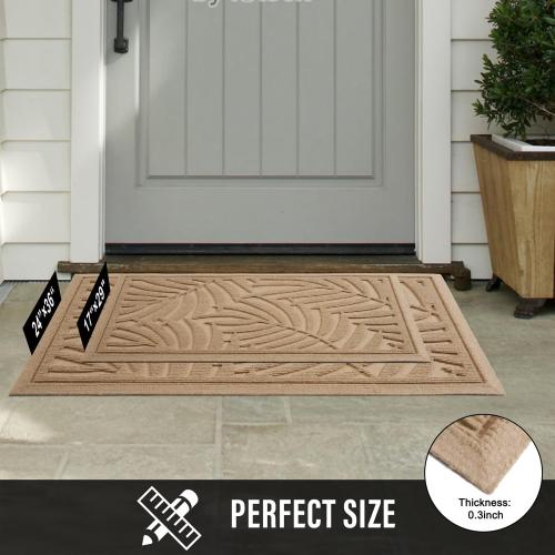 Front Door Mat, Absorbent Resist Dirt Welcome Door Mat Indoor Outdoor, Waterproof Doormat, Sturdy Non Slip Backing, Fade Resistant, Low Profile Entry Mat for Entryway, Beige
