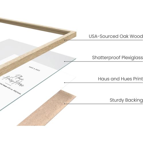 HAUS AND HUES Beige Oak Wood 18x24 Picture Frame - Modern Wood Wall Art Display - Lightweight 18x24 Frame for Art Prints, Photos, Posters - Ready-to-Hang Vertically & Horizontally (Set of 1)
