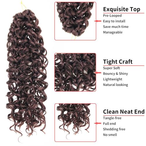 QRHSUKA GoGo Curl Crochet Hair for Women Water Wave Curly Crochet Hair Wavy Hair Deep Wave Beach Curl Crochet Synthetic Hair Extensions (18 inch(Pack of 6), #33)