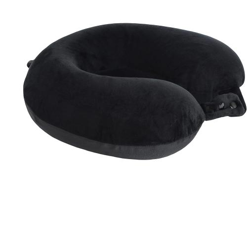 Travel Neck Pillow, Top Memory Foam Pillow for Head Support, Ideal for Airplanes, Cars, and Home Recliners, Adjustable and Soft (Black)