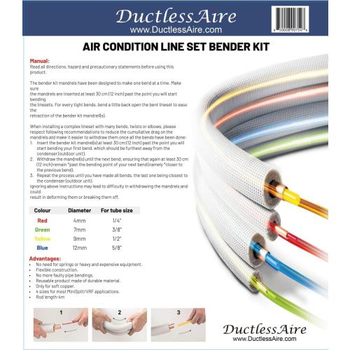 DuctlessAire 4 Piece Air Condition Line Set Bender Kit - Fits 1/4, 3/8, 1/2, 5/8 - Color Coded AC Pipe Protector - Mini Split Air Conditioner, HVAC Lineset Soft Copper Tubing Bending Kit (13 ft)