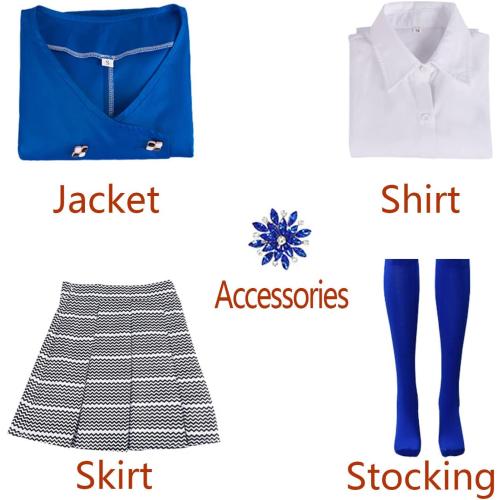 Heather Chandler Cosplay Costume Red and Blue Ouit with Wig Music Stage Performance School Uniform Dress Suit