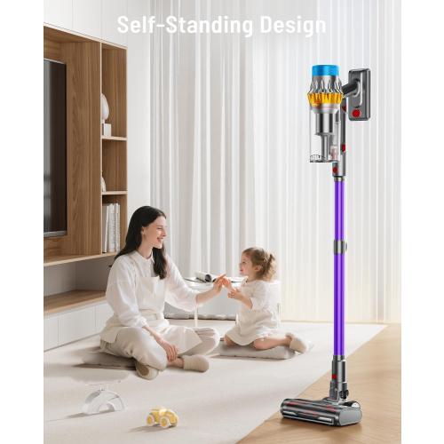 Cordless Vacuum Cleaner, 600W 50KPA 70Min Powerful Vacuum Cleaners for Home, Self-Standing Stick Vacuum Cordless Rechargeable/ Anti-Tangle/OLED Screen/1.8L Cup for Home Pet Hair/Carpet/Hardwood Floor