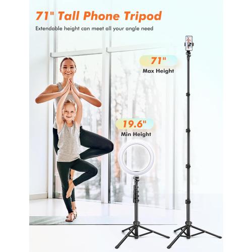 71 Tripod for iPhone, Phone Tripod Selfie Stick with Remote, Cell Phone Tripods & Tall Travel Tripods for Recording Video Selfies Photo, Compatible with iPhone 17 16 15 14 Pro Max 13 Android