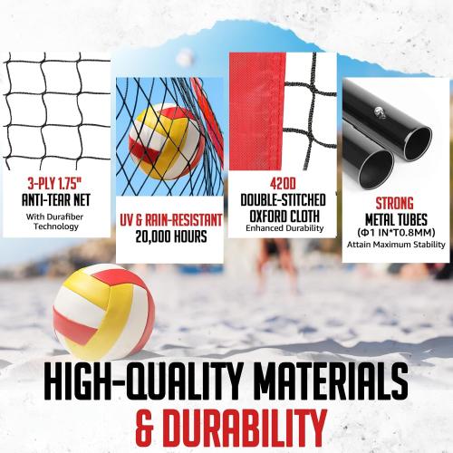 ZEALFEEL 12 FT/20 FT Portable Adjustable Volleyball Net for Backyard | Freestanding Net with Carry Bag for Hitting and Serving Drills in Backyards, Parks, Beach or Outdoor & Indoor