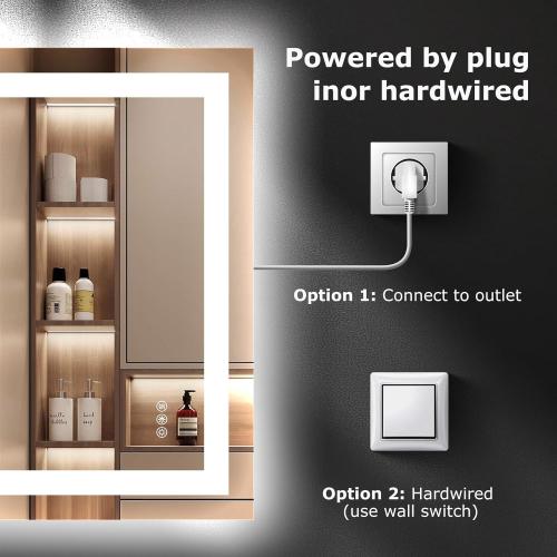 24X30 LED Bathroom Mirror with Lights, Anti-Fog, Dimmable, Backlit   Front Lit, Smart Bathroom Vanity Mirror, Memory Function, Shatterproof, Tempered Glass (Horizontal/Vertical)