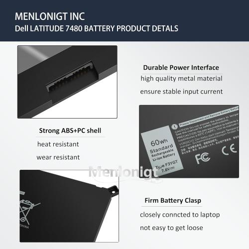 7480 F3YGT 2X39G 60WH Laptop Battery for Dell Latitude 12 7000 7280 7290 13 7000 7380 7390 P29S002 14 7000 7480 7490 E7280 E7480 E7490 E7290 E7380 Battery fits Dell 453-BBCF 451-BBYE KG7VF DM3WC DM6WC