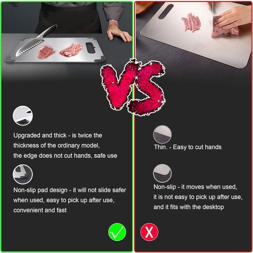 Titanium Cutting Board, 2025 Upgrade 100% Pure Titanium Cutting Boards for Kitchen,Latest Thickened Version Thickness 0.06IN, Double-Sided Available Belt Guard Angle (18.1IN X 11.8IN)
