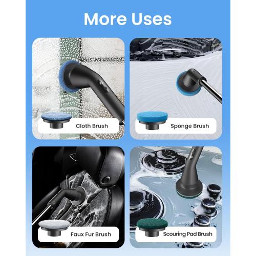 Leebein Electric Spin Scrubber, 2025 New Cordless Cleaning Brush Bathroom Scrubber, IPX7 Waterproof Shower Scrubber with 7 Brush Heads, Extendable Long Handle and 2 Speeds Scrubber for Bathtub Floor