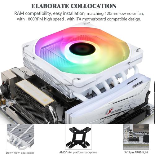 Color White Thermalright AXP120-X67 White ARGB Low Profile CPU Air Cooler with Quite TL-C12015W-S PWM Fan, 6 Heat Pipes, 67mm Height, for AM4/ AM5/Intel LGA 1700/1851/1150/1151/1155/1156/1200/2011,5V ARGB Light