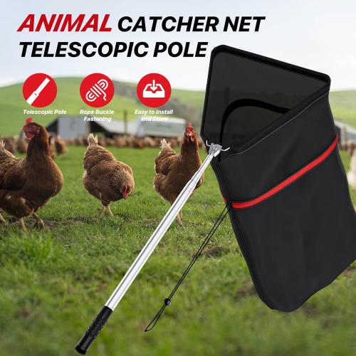 Chicken Net Catcher, Snake Catcher Net with Secure Drawstring, 29-65 Handing Tool for Moving Pick-Up Chicken, Duck, Goose, Cat, Bird, Raccoon, Dog, Rattle Snakes Lizard Reptiles and Others