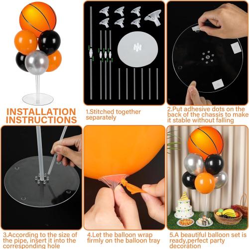 Naozinebi 2 Sets Basketball Birthday Party Balloons Stand Kit Party Decor