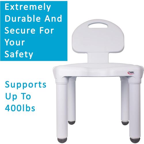 Carex Bath Seat And Shower Chair with Backrest for Seniors, Bath Chair For Elderly, Disabled, Handicap, and Injured Persons, Supports Up To 400lbs, Shower Seat For Inside Shower, Made in USA