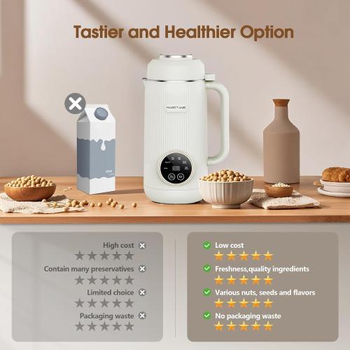 7 in 1 Nut Milk Maker Machine 28oz Automatic Milk Maker for Homemade Coconut, Oat, Soy, Plant-Based Milk, Juice with 18H Delay Start/6H Keep Warm/Self Cleaning (White)