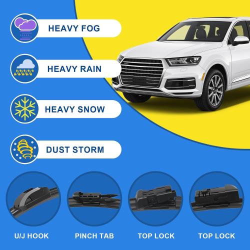 3 Factory Wiper blades Replacement For 2015 Mercedes-Benz ML250 ML400/2012-2015 ML350 ML63 AMG Original Equipment Replacement Windshield Wiper Blades Set 26 23 12 (Set of 3) Top Lock