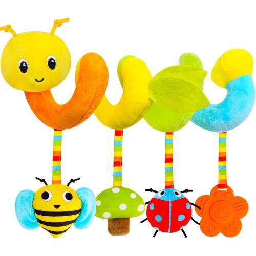 Car Seat Toys for Babies 0-6 Months Boy,Baby Spiral Hanging Plush Activity Toys Thank You Gifts for Newborn 0 3 6 9 12 Months Baby Boys Girls