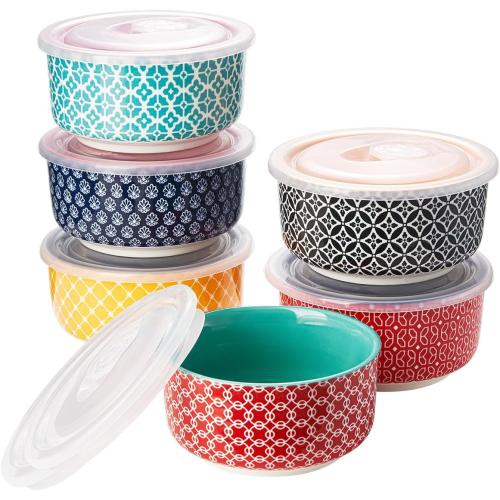 DOWAN Ramekins with Lids 4 oz Oven Safe for Creme Brulee Souffle, Ceramic Custard Cups for Baking, Small Bowls for Pudding Dip Ice Cream, Set of 6, Vibrant Colors