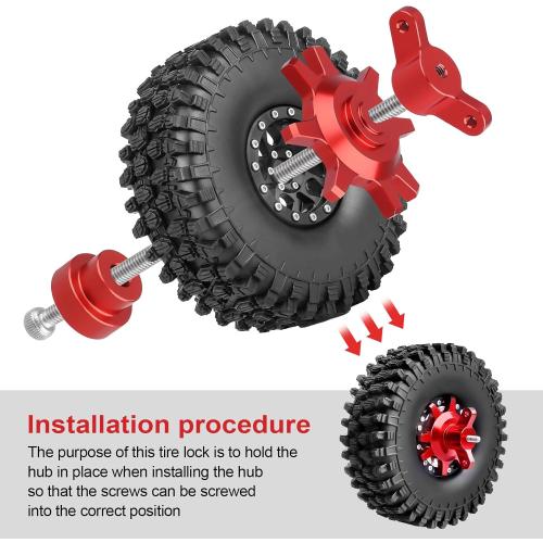 RC Beadlock Wheel Assembly Tool 1.9 2.2 inch Beadlock Hub Tires Tool for Traxxas TRX4 TRX6 Axial SCX10 II III Redcat 1/10 RC Crawler (Red)
