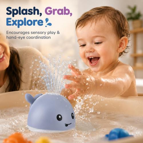 Gigilli Baby Bath Toys, Light Up Whale Bath Toy Sprinkler for Kids Boy Girl