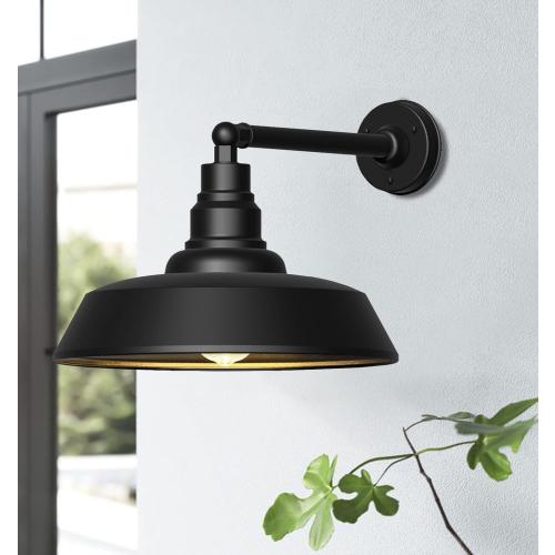 18 Large Gooseneck Barn Light - Outdoor Barn Light is Made of Durable, Rust-Resistant Materials for Long-Lasting use, Black Industrial Lighting Fixture for Farmhouse Garage Patio
