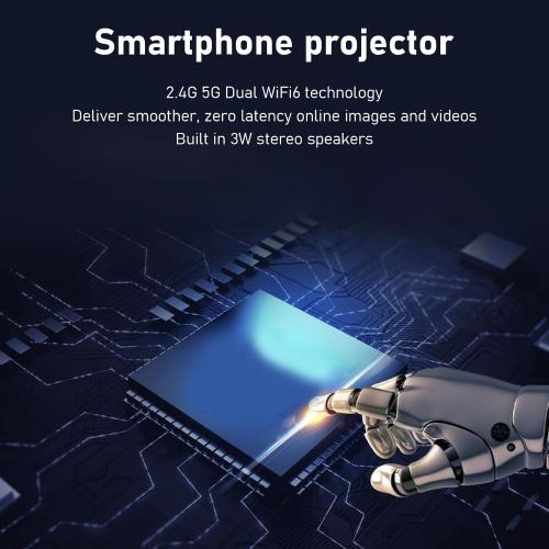 Vikye 5G WiFi6 MiniProjector with 1080P Resolution, Auto Focus, and WiFi6 Technology for PC (US Plug)