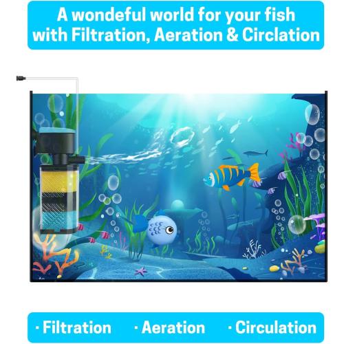 AquaMiracle Aquarium Filter 3-Stage in-Tank Filter Internal Fish Tank Filter Turtle Filter for 10-40 Gallon Fish Tanks with Dual Water Outlet & Aeration