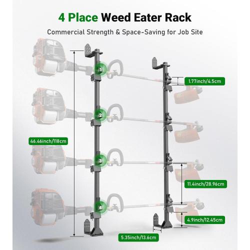 ELITEWILL Weedeater Rack for Open/Enclosed Trailers, Heavy-Duty 4 Place Commercial Trimmer Rack for Trailer Work Landscape Truck Holder Trailer Equipment Accessories Weed Eater Racks w/Lock