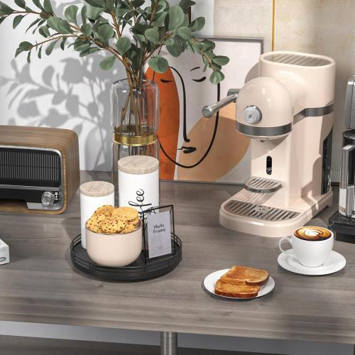 9 Oak Wood Lazy Susan Turntable Organizer, Lazy Susan for Cabinet Dining Table Pantry Wood Rotating Tray for Kitchen Countertop Coffee Table Decor Spinning Spice Can Organization and Storage Black