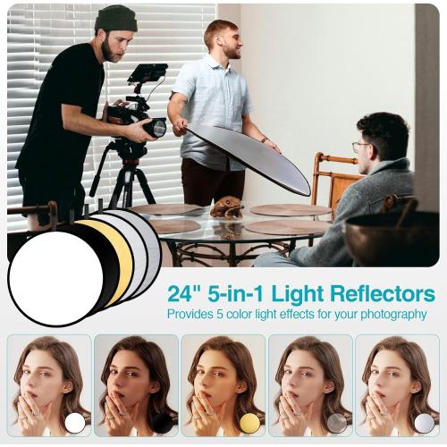 EMART 8.5 x 10 ft Backdrop Support System, Professional Photography Lighting Kit with 5500K 50W LED, 6 * 9ft Backdrop *3, Reflector,Umbrellas&Softbox Lighting Kit for Studio, Portrait, Video Shooting