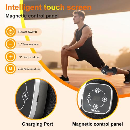 Knee Massager Smart with Heat, Red Light and Massage Therapy, 3 Vibration Modes and 5 Heating Levels, 2026 Updated Edition, Wireless Magnetic Attraction Controller, Gifts for Grandma & Grandpa, Grey
