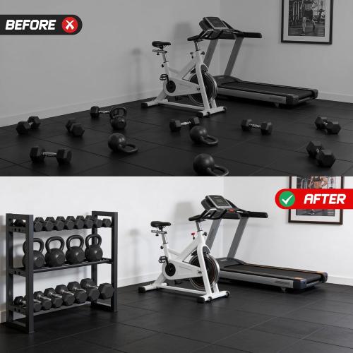 Dumbbell Rack 3 Tier Weight Rack for Home Gym 31 IN Length Adjustable Dumbbell Stand 450 lb Capacity Storage Stand Weight Storage Gym Organizer
