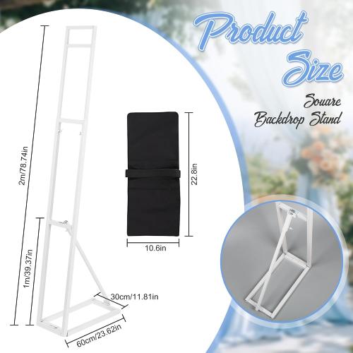 White Metal Wedding Backdrop Stand, Adjustable Height 3.3-6.6 Ft Arch Frame with Foldable Base , Installation-Free Balloon Floral Arch Stand for Party Ceremony Birthday Decor (1 Pack)