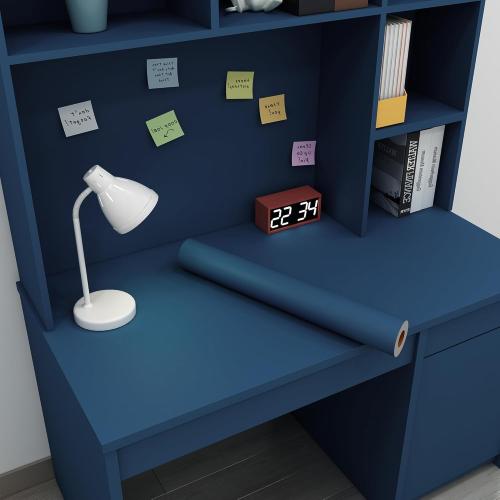 Navy Blue Peel and Stick Removable Wallpaper Thicken Vinyl Modern Matte Textured Solid Color Self-Adhesive Room Wallpaper Countertop Contact Paper for Kitchen Cabinet (24x393 Dark Blue)