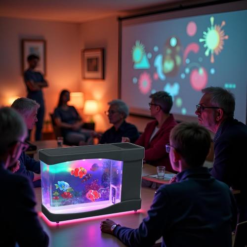 Lightahead® Artificial Mini Aquarium A Sensory Multi Colored LED Swimming Fish Tank with Bubbles