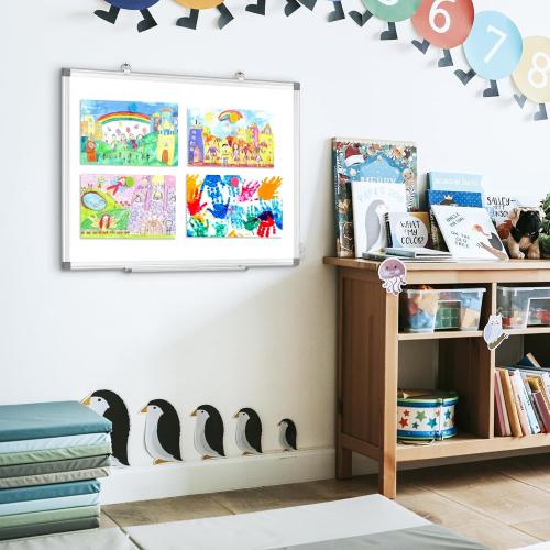 Double-Sided White Board 24x18 Dry Erase Magnetic for Wall | Smooth Writing Easy Clean, Magnetic Whiteboard for Wall, Double-Sided Dry Erase, Aluminum Frame, Home Office School