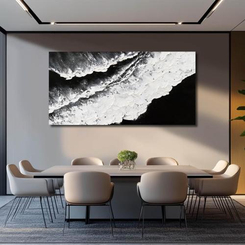 NBAODAN Abstract Wall Art Modern Artwork White Canvas Pictures Large Painting Textured Art 29x58 Black Office Wall Decor Home Decorations for Living Room