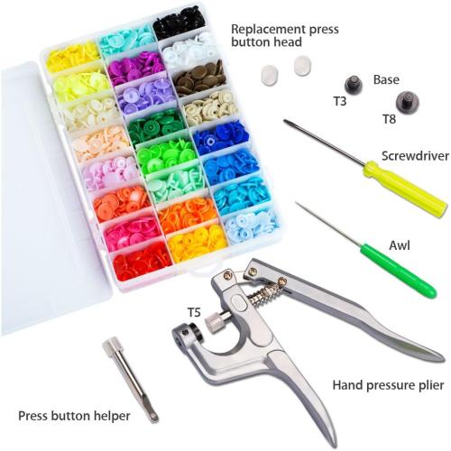 LYNDA Snaps and Snap Pliers Set, 360 Sets T5 Plastic Buttons for Sewing and Crafting