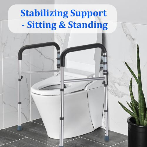 Toilet Safety Rails (300 LB) – Adjustable, Foldable Toilet Handle Frame for Elderly & Disabled Adults, Supports All Toilet Types