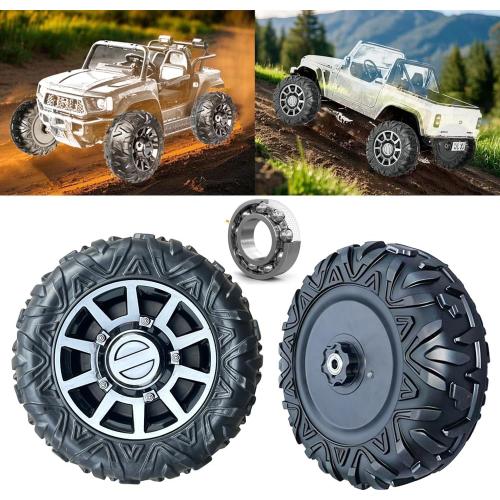 2Pack 33CM/13'' PU Solid Rubber Tire for Power Wheels Ride on Car ﻿Alligator Tires Wheels Upgrade,13in Wheels 1.2CM/0.47in Aperture Front/Rear Wheel for Car/SUV/UTV/ATV/Motorcycle Replacement Parts
