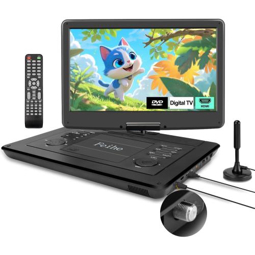 17.9 Portable DVD Player Built in TV with 15.6 Large HD Swivel Screen, ATSC Tuner, Built-in Battery, High Volume Speakers, Support HDMI/USB/AV/Sync TV and Multiple Formats