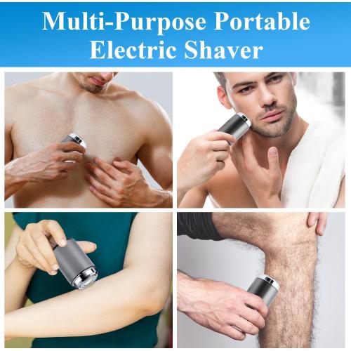 Mini Electric Shaver, Portable Mini Electric Shaver, Pocket Size MiniElectricShaver for Men, USB Rechargeable Waterproof ShaverElectric Beard Trimmer for Home, Car, Office, Business Trip (Gray)
