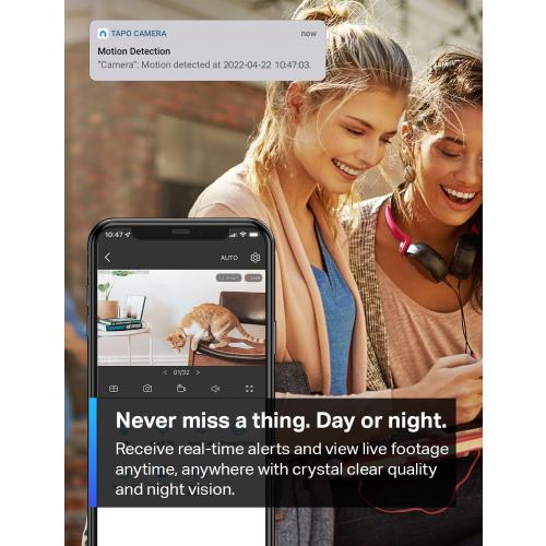 TP-Link Tapo 1080P Indoor Security Camera for Baby Monitor, Dog Camera w/Motion Detection, 2-Way Audio Siren, Night Vision, Cloud & SD Card Storage, Works w/Alexa & Google Home (Tapo C100)