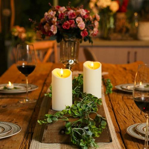 Homemory 6x3 Outdoor Waterproof Flameless Candles, LED Candles, Battery Operated Candles with Remote and Timers, Electric Fake Plastic Pillar Candles, Ivory White, Set of 2