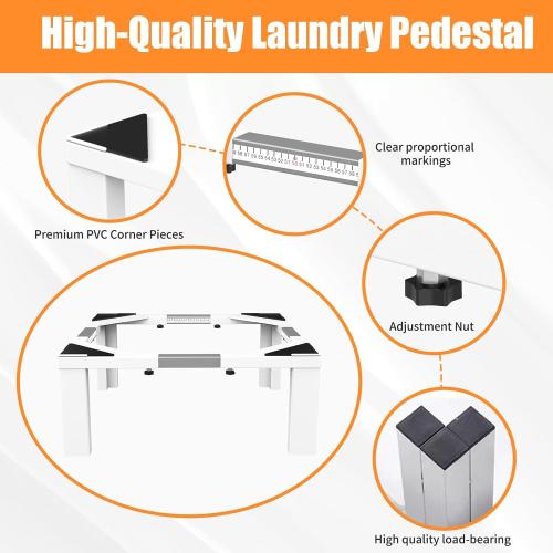 Heavy-Duty All Steel Universal Laundry Pedestal 12 Height , Full size Washing Machine Stand Adjustable Dryer Stand , Suitable for all Washer and Dryer Pedestal（White）